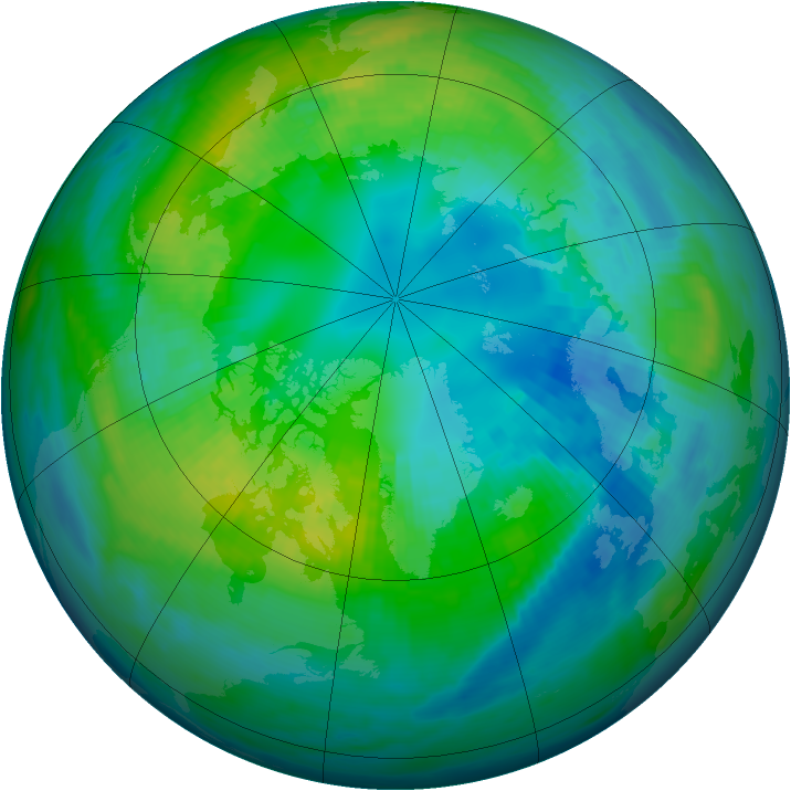 Arctic ozone map for 19 October 1982